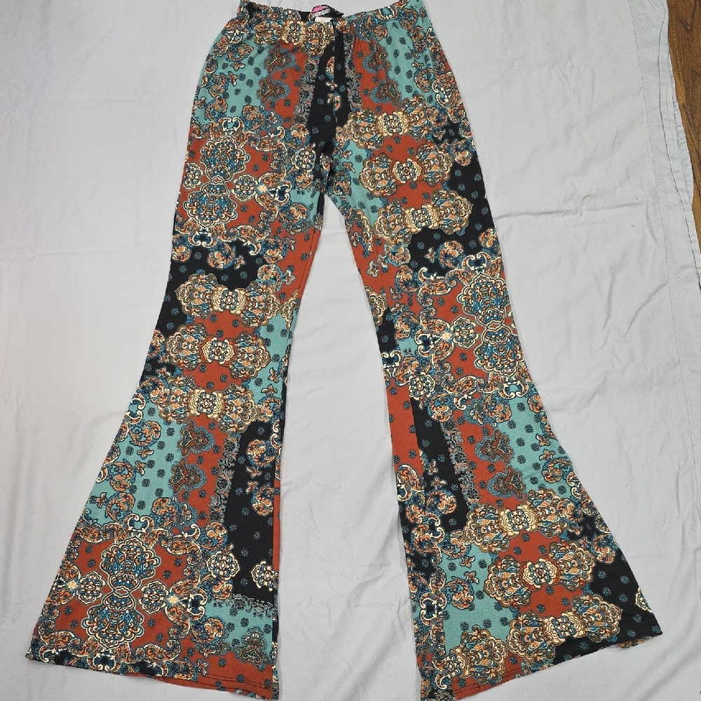 Bohemian Wide-Leg Patterned Pants
